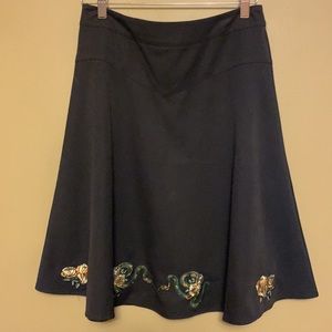 Snakes & Roses Embroidered Skirt
